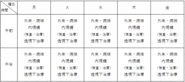 消化器内科予定表